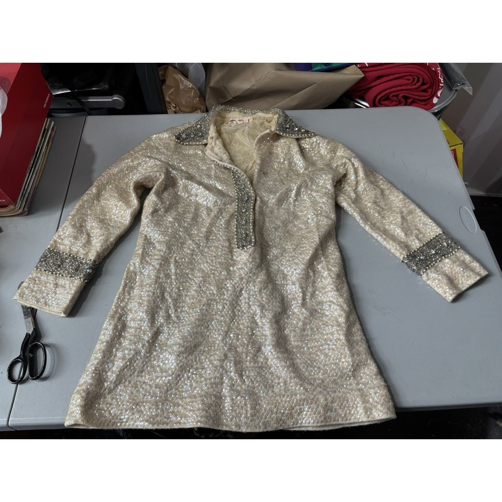 RARE David Paul New York Wool Sequined 3 Piece‎ Suit Small